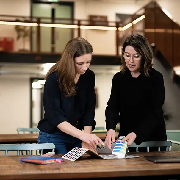 Branding agency –Rachel and Sue picking pantones colours