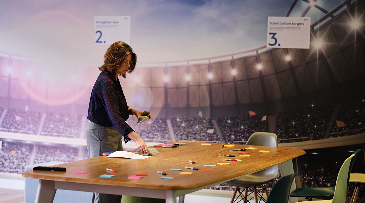 Sue setting up a co-production workshop